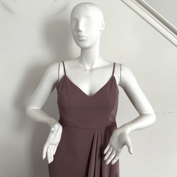 Lulu’s Dress Reinette Faux Wrap Tulip Hem Midi Spaghetti Strap Mauve Purple XL - Picture 5 of 11